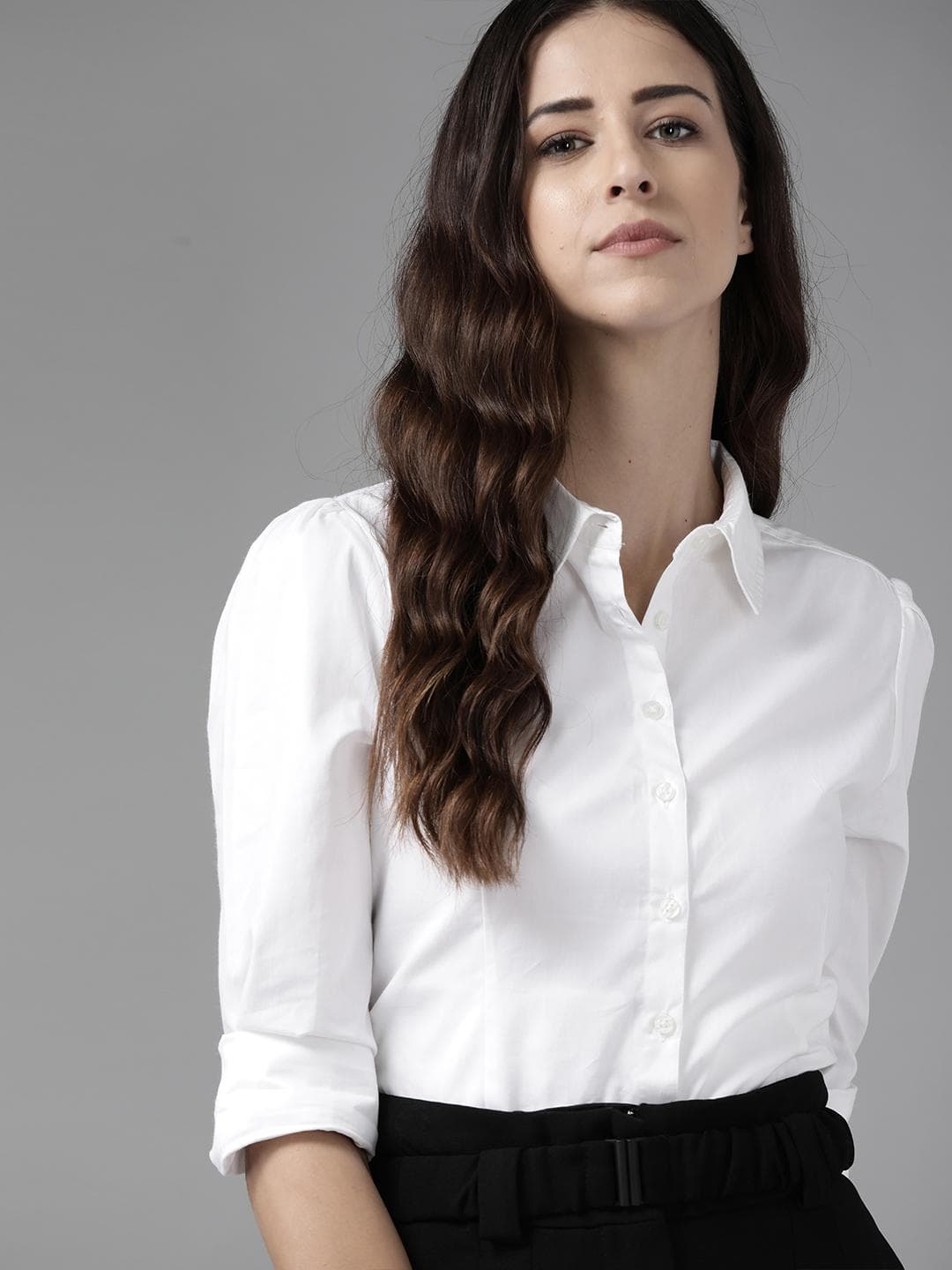 Roadster Women White Cotton Solid Casual Shirt
