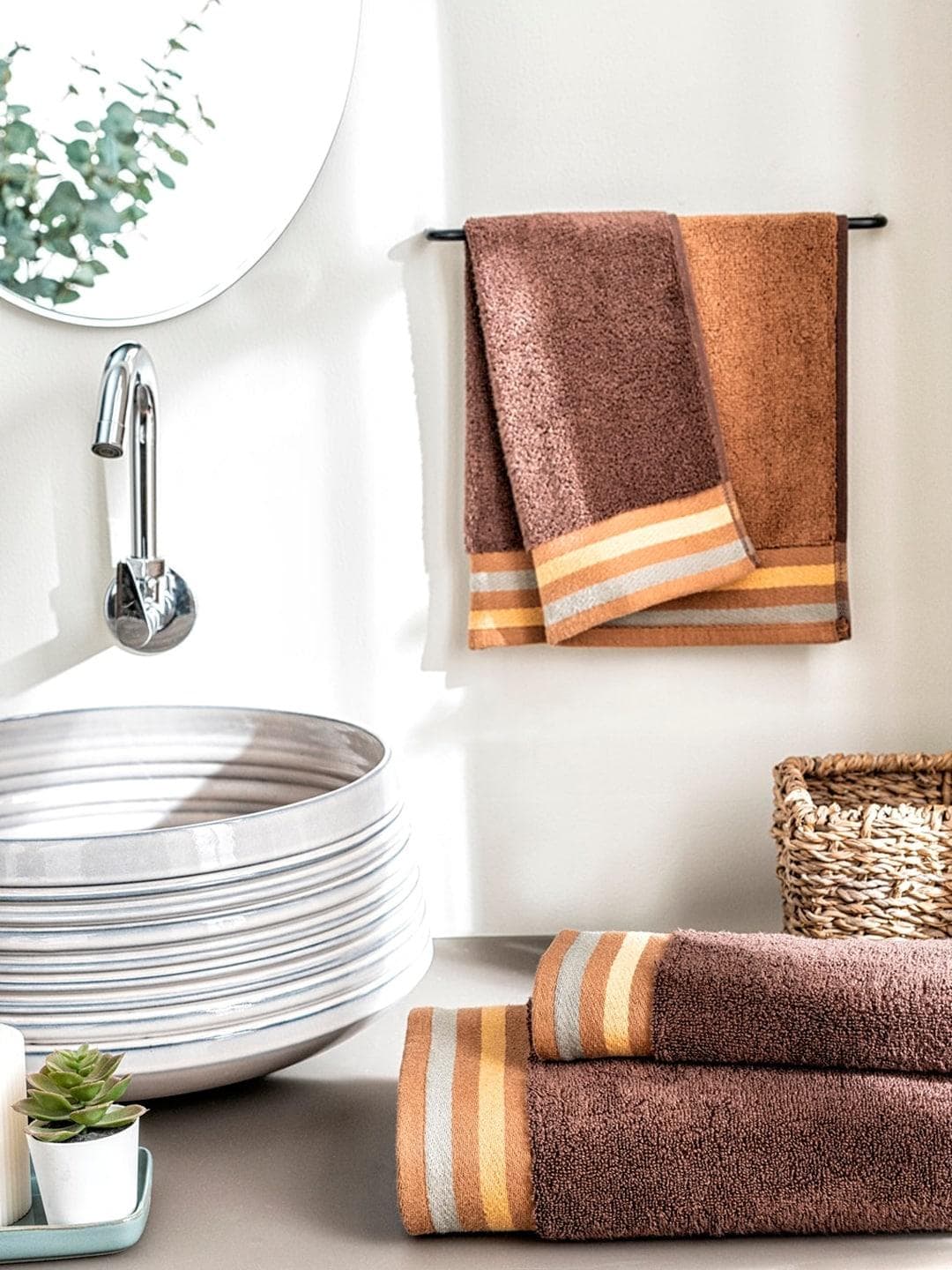 Buy DDecor Unisex Set Of 2 Brown Solid 500 GSM Live Beautiful Cotton Hand Towels - - Home for Unisex