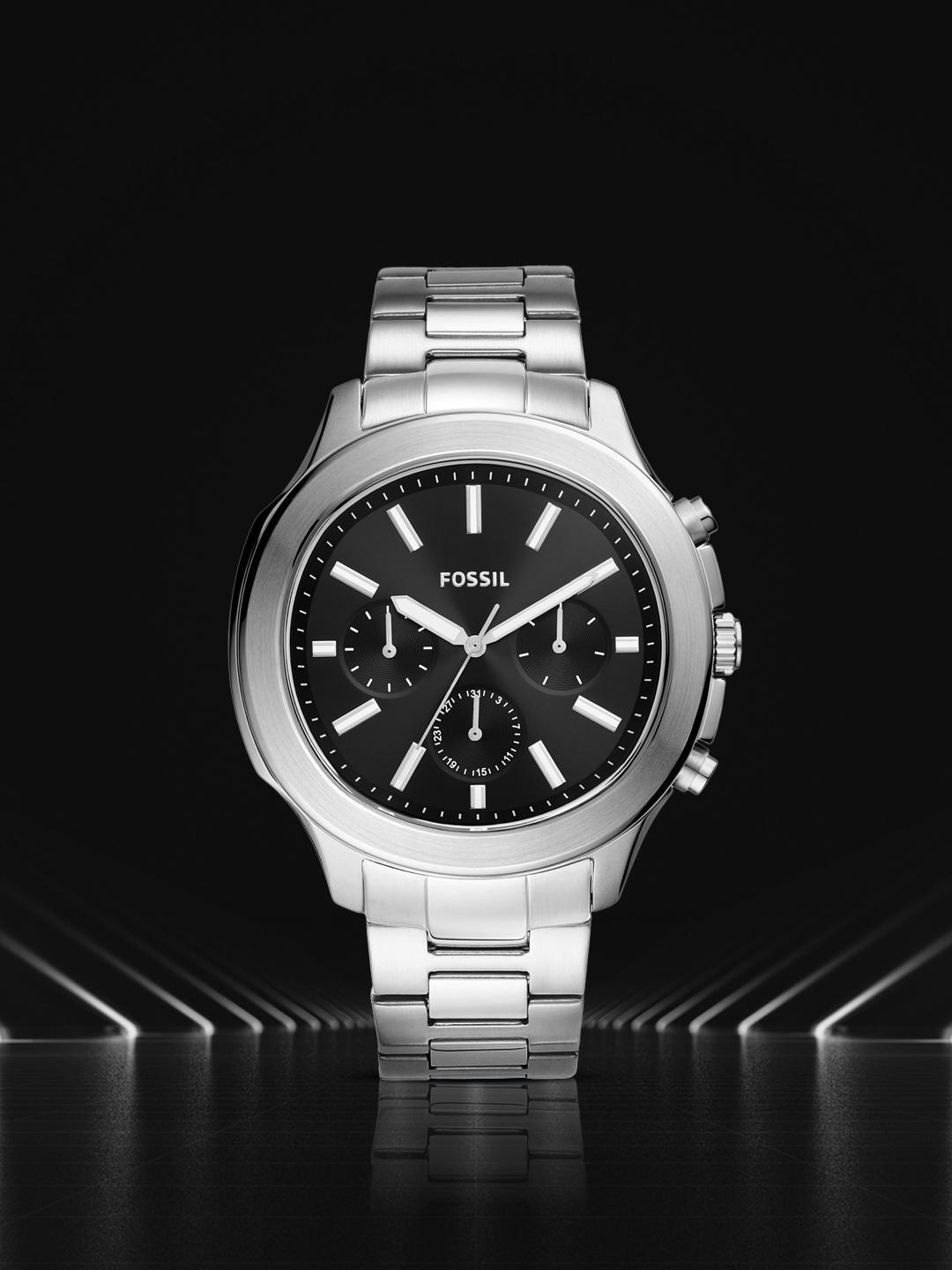 Buy Fossil Windfield Men Black Dial & Silver Toned Bracelet Style Analogue Watch BQ2589 - - Accessories for Men