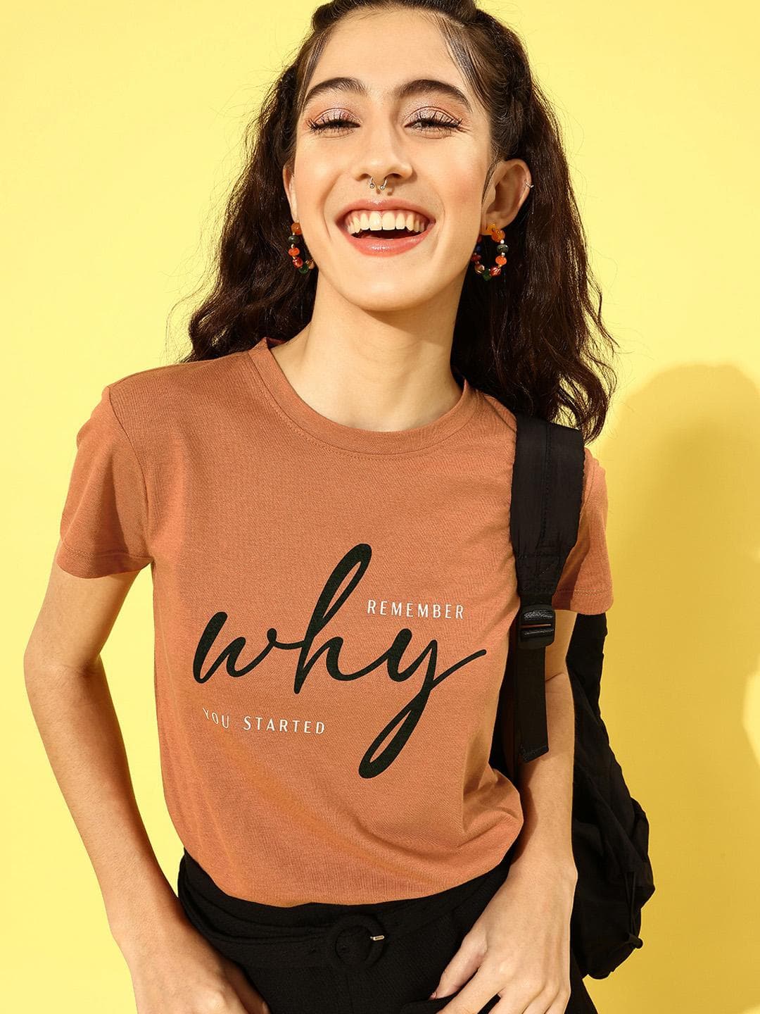 Roadster Women Chic Rust Typography Better Slogan Tshirt