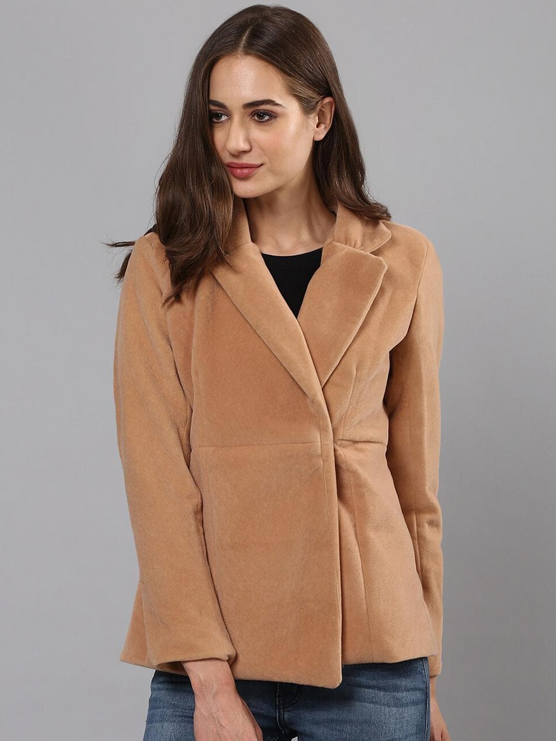 PINACOLADA Women Beige Solid Comfort-Fit Casual Blazer
