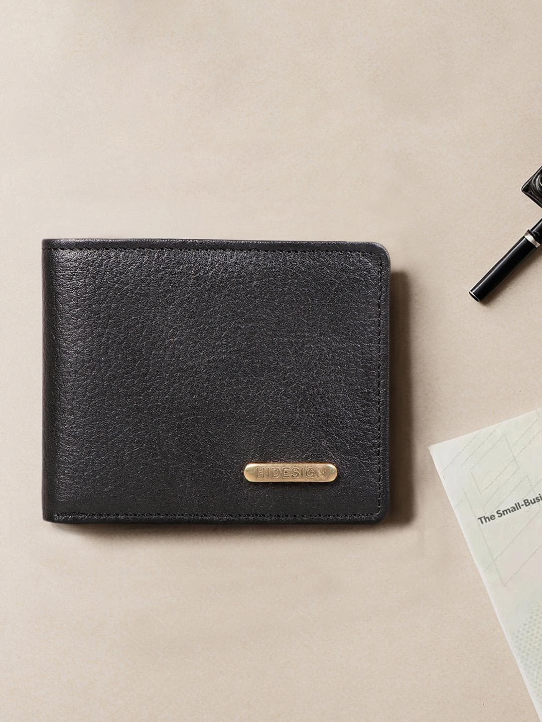 Hidesign Men Black Solid RFID Blocked Leather Two Fold Wallet