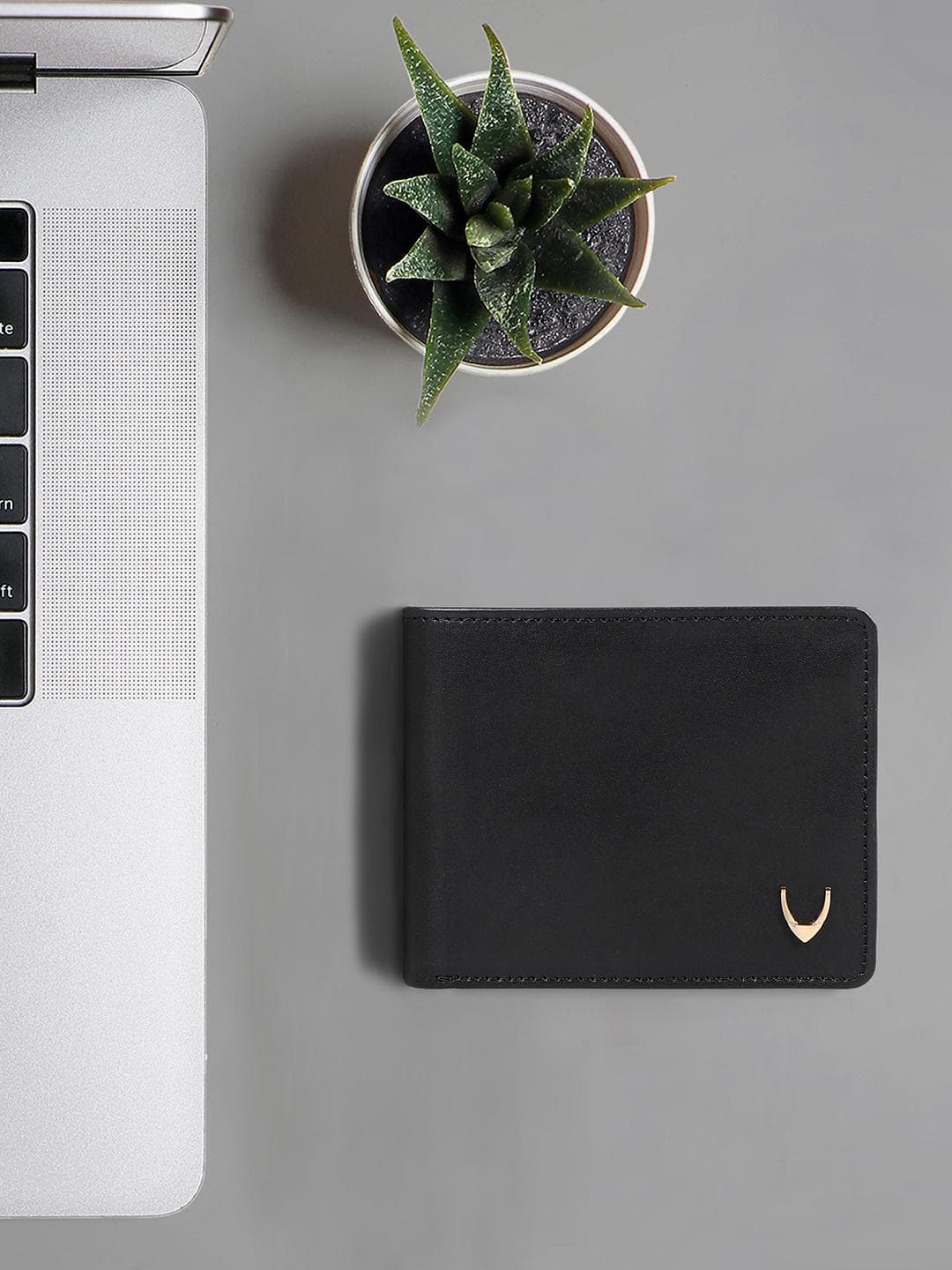 Hidesign Men Black Leather Two Fold Wallet