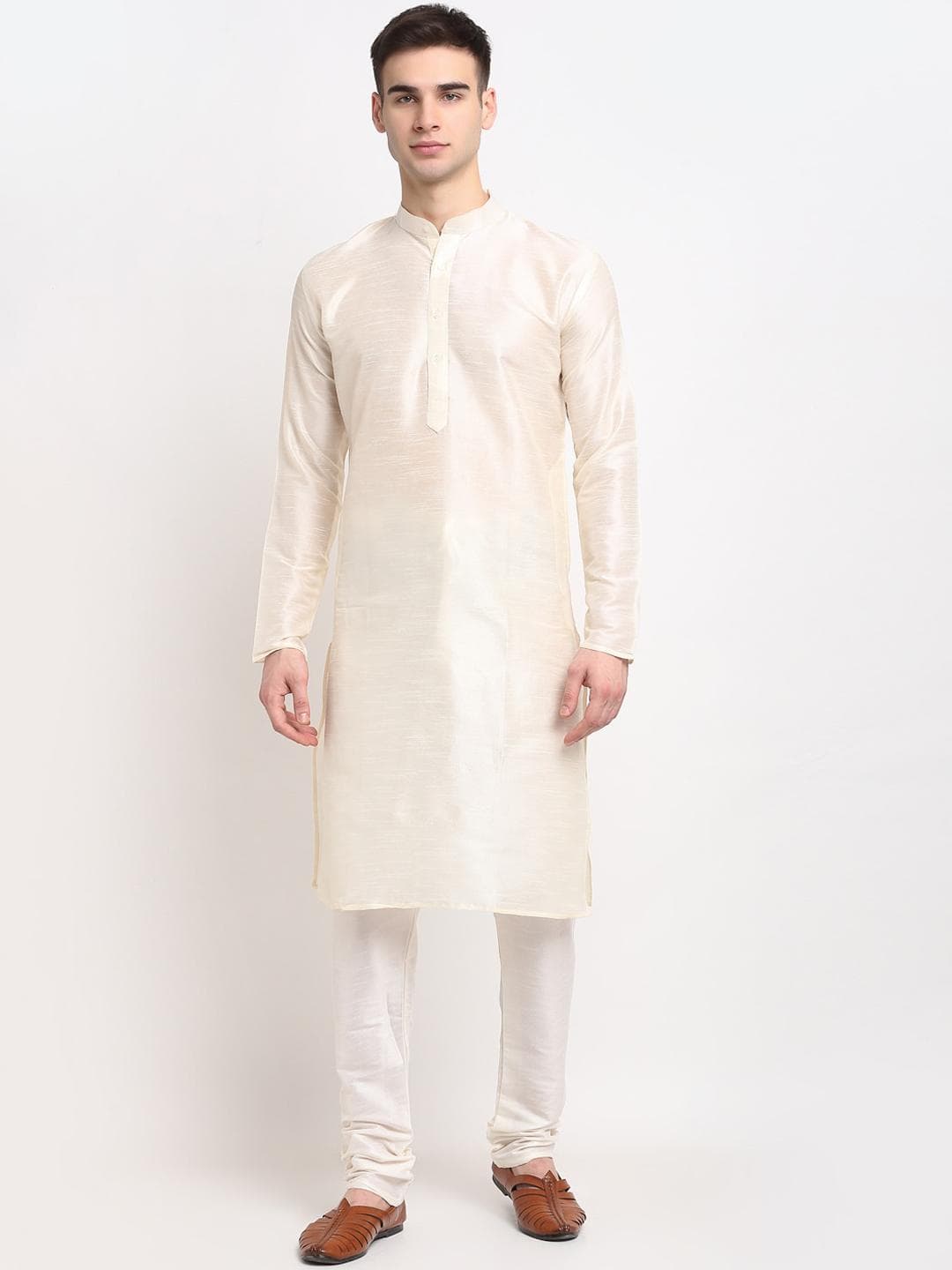 Jompers Men Cream-Coloured Kurta
