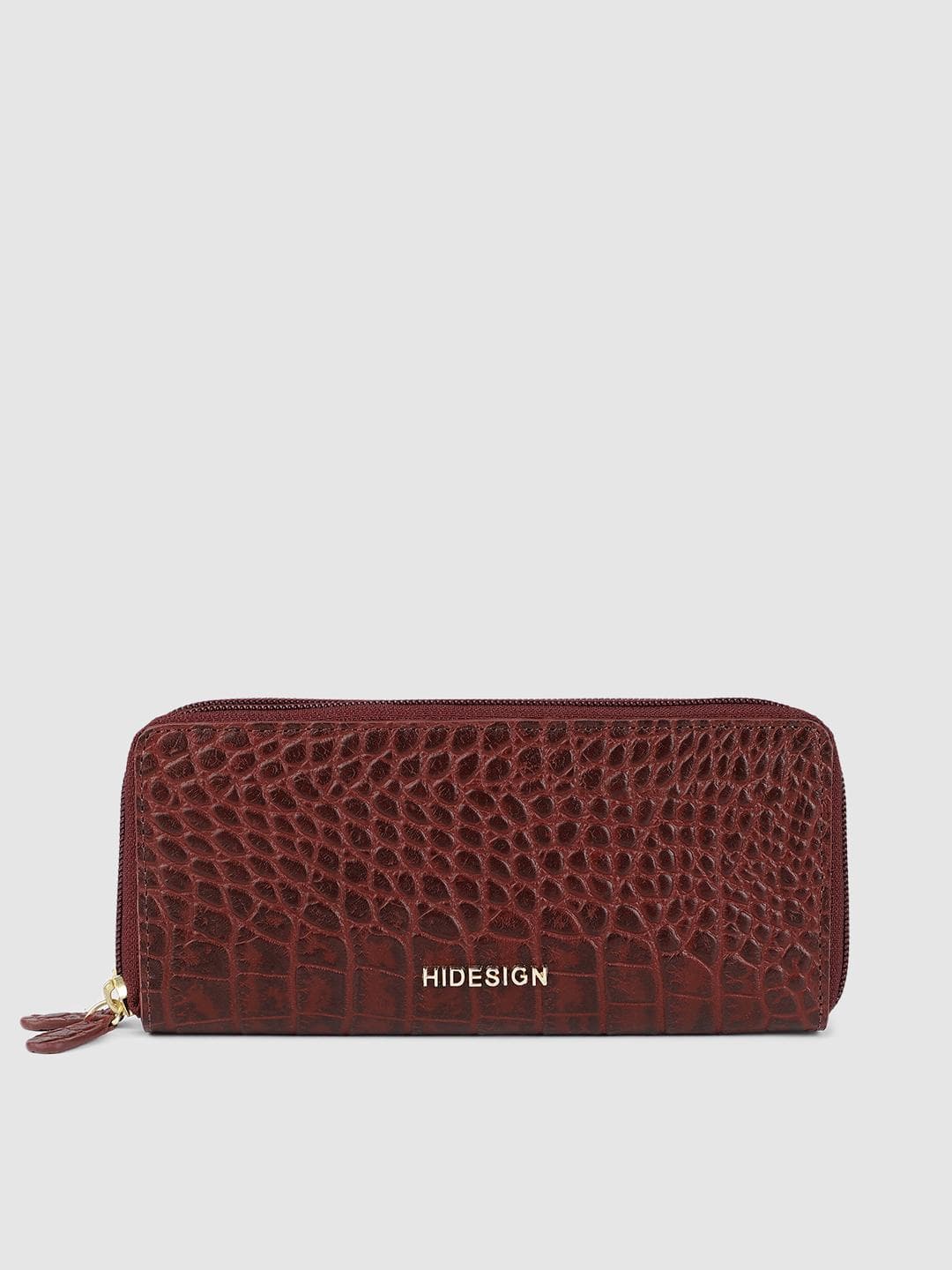Buy Hidesign Women Maroon Croc Textured Leather Zip Around Wallet - - Accessories for Women