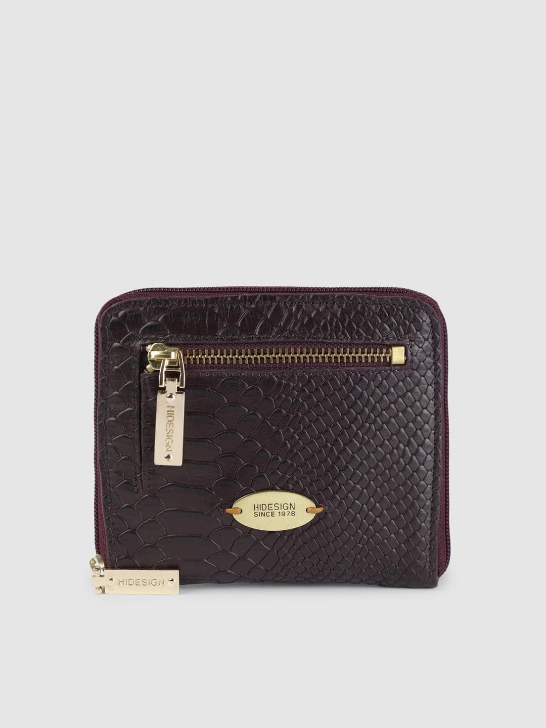 Buy Hidesign Women Burgundy Snakeskin Textured Leather Zip Around Wallet - - Accessories for Women