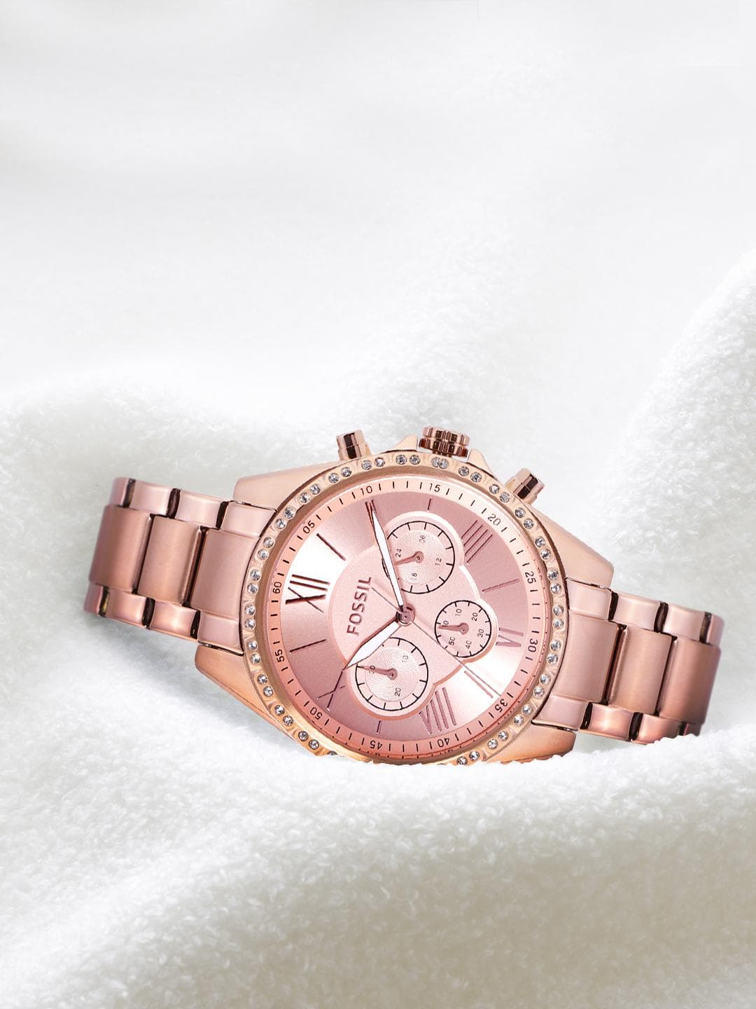 Buy Fossil Women Rose Gold Toned Embellished Analogue Watch BQ3377 - - Accessories for Women