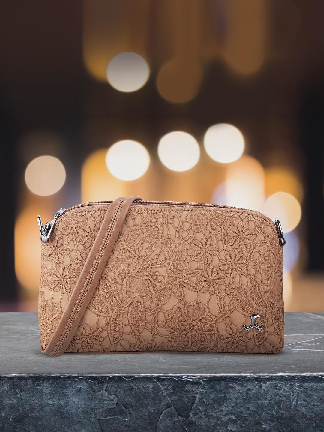 Buy Mochi Women Beige Floral PU Structured Sling Bag - - Accessories for Women