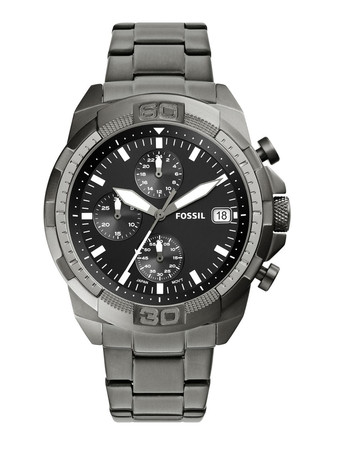 Buy Fossil Men Black Dial & Grey Stainless Steel Bracelet Style Straps Analogue Watch FS5852 - - Accessories for Men