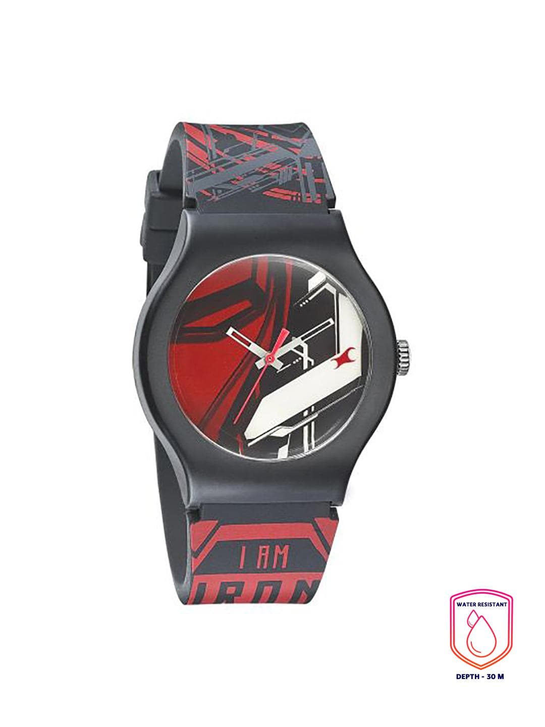 Buy Fastrack Unisex Black & Red Dial & Straps Iron Man Print Analogue Watch 9915PP88 - - Accessories for Unisex