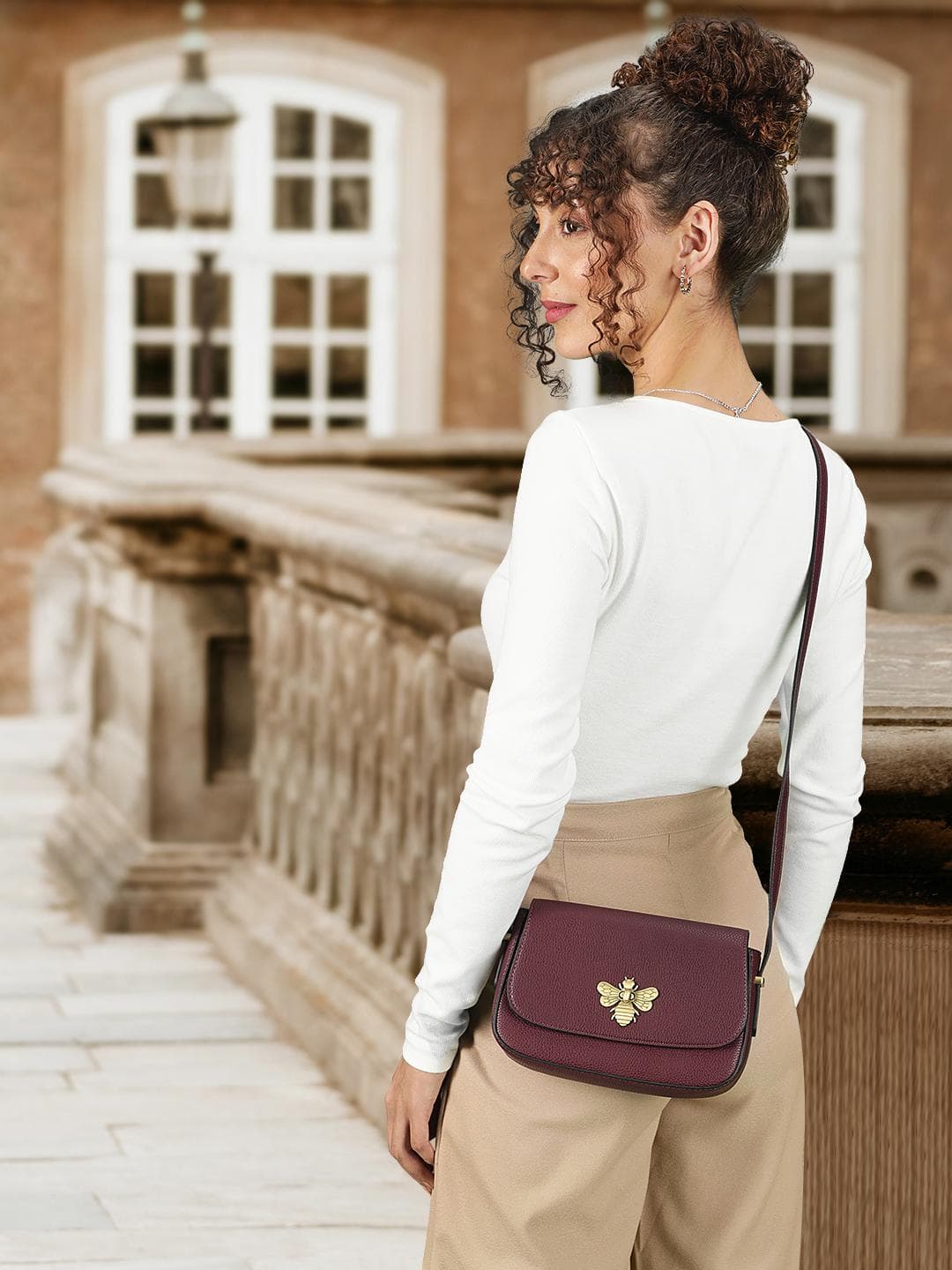 Accessorize London Women's Faux Leather Britney Bee Sling Bag