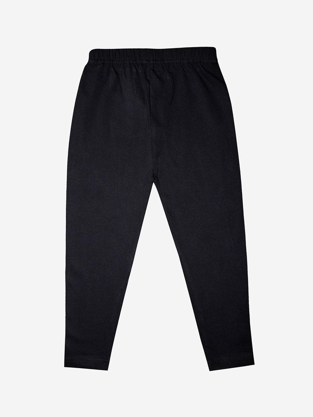 KiddoPanti Girls Black Solid Ankle Length Lycra Legging