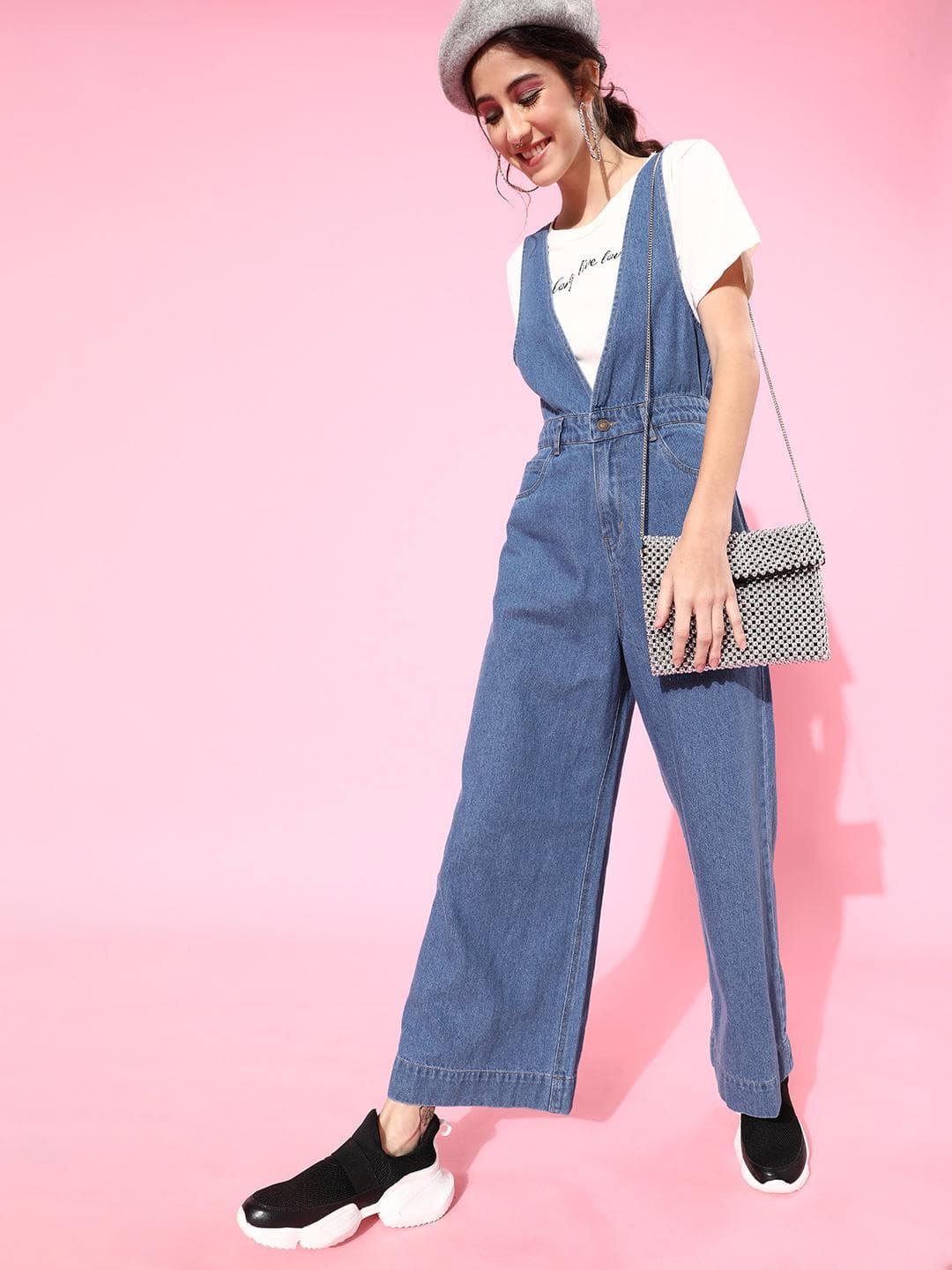 SASSAFRAS Women Blue Solid Boiler Denim Jumpsuit
