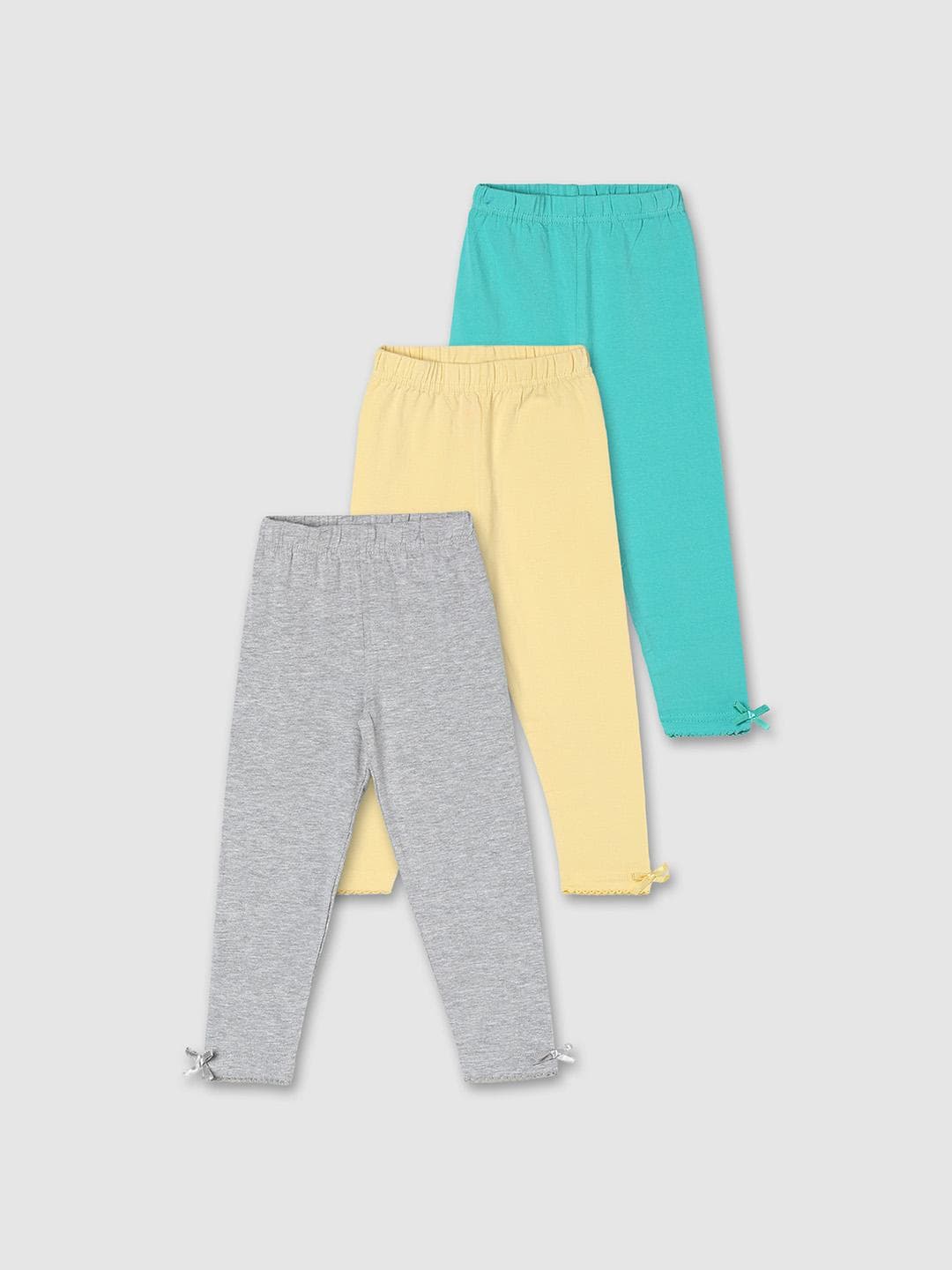 max Girls Pack Of 3 Solid Ankle-Length Leggings