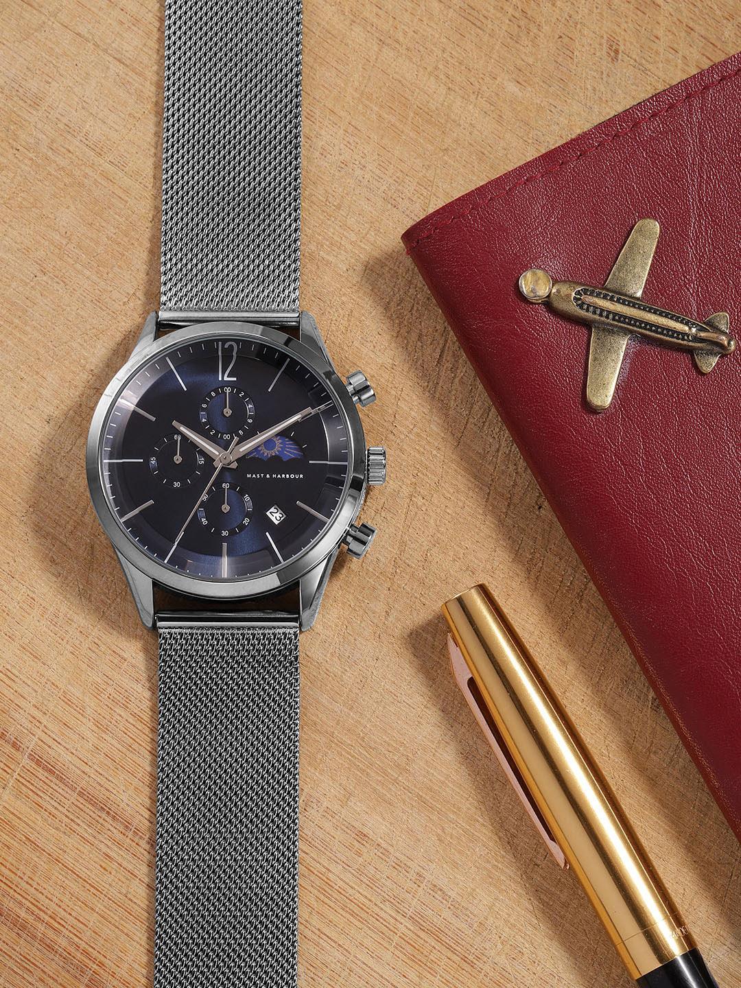 Buy Mast & Harbour Unisex Navy Blue Dial & Bracelet Straps Analogue Watch MFB PN DK2865 - - Accessories for Unisex