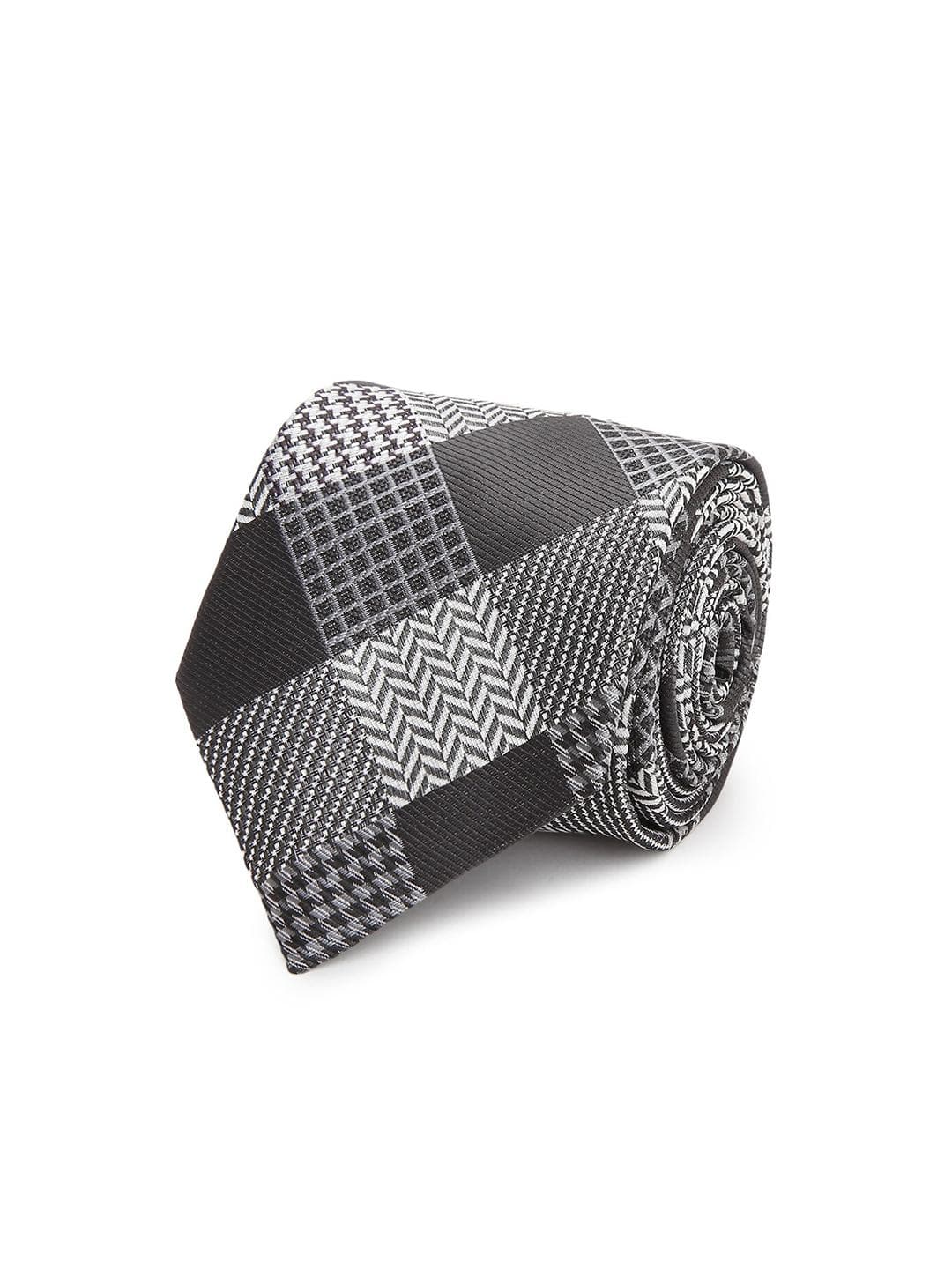Tossido Men Grey Checked Broad Tie