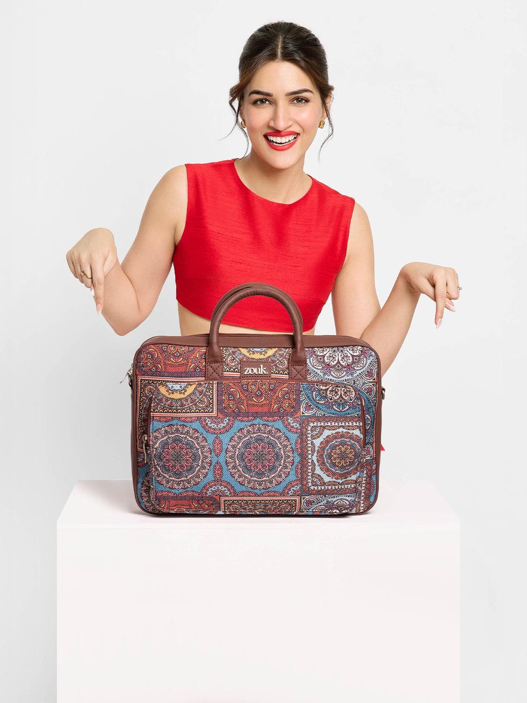 Buy ZOUK Adult Brown & Blue Mandala Printed Jute Laptop Bag - - Accessories for Unisex