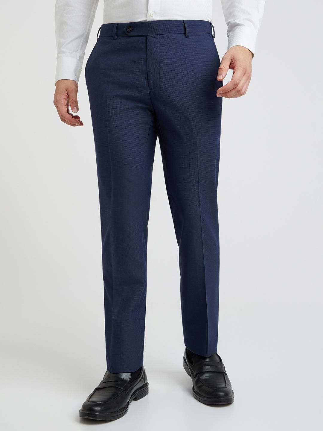 Raymond Men tDark Blue Slim Fit Formal Trousers