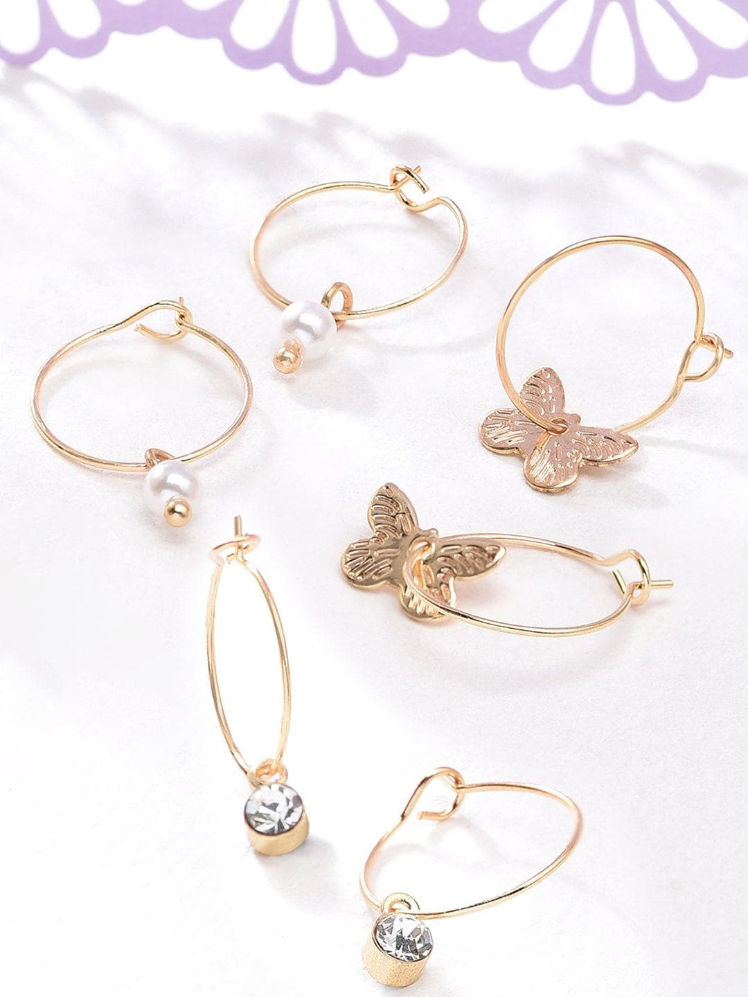 Buy Accessorize London Set Of 3 Butterfly Hoop Earrings - - Accessories for Women