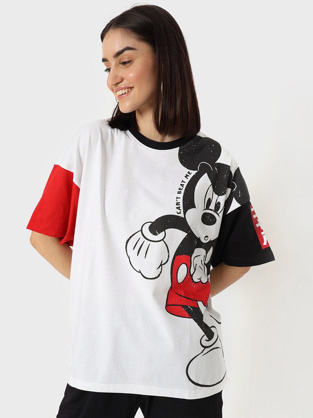 Bewakoof Official Disney Merchandise Can't Beat Me Mickey Graphic Printed T-shirt