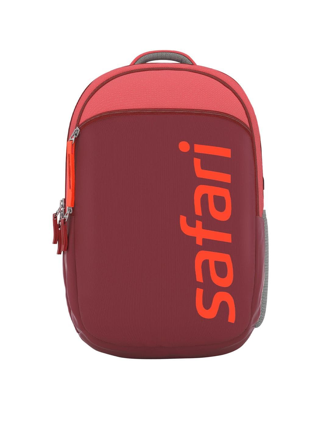 Buy Safari Adult Maroon & Grey Brand Logo Backpack With Hip Strap - - Accessories for Unisex