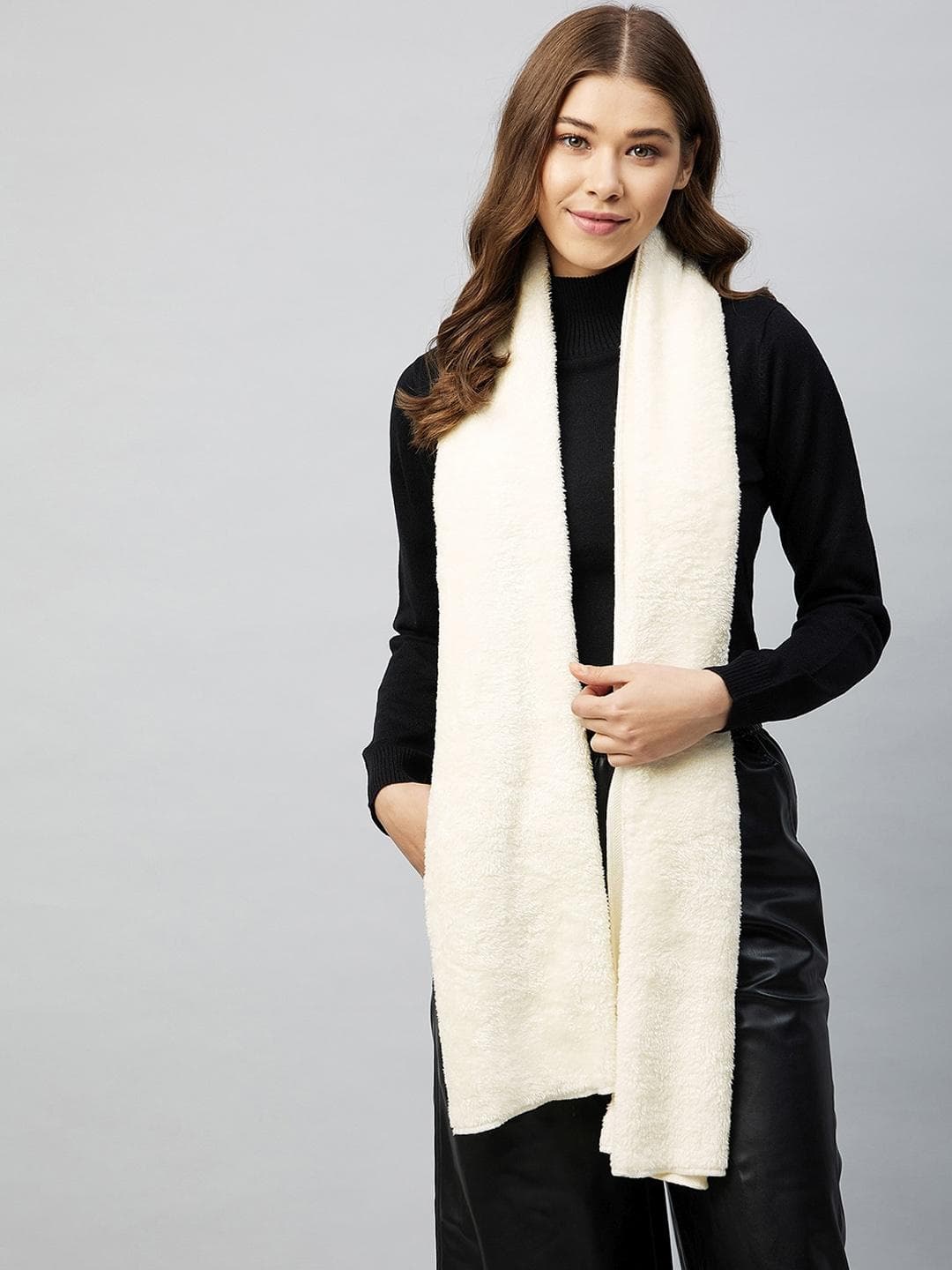 Buy Athena Women White Solid Muffler - - Accessories for Women