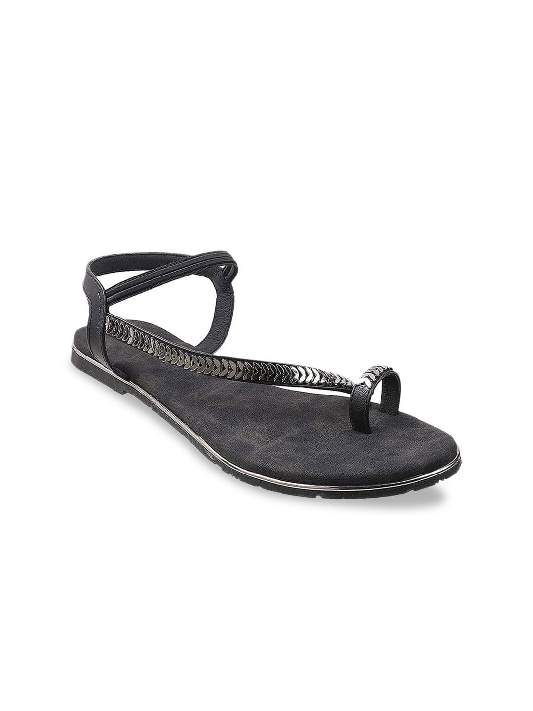 Metro Women Black Embellished One Toe Flats