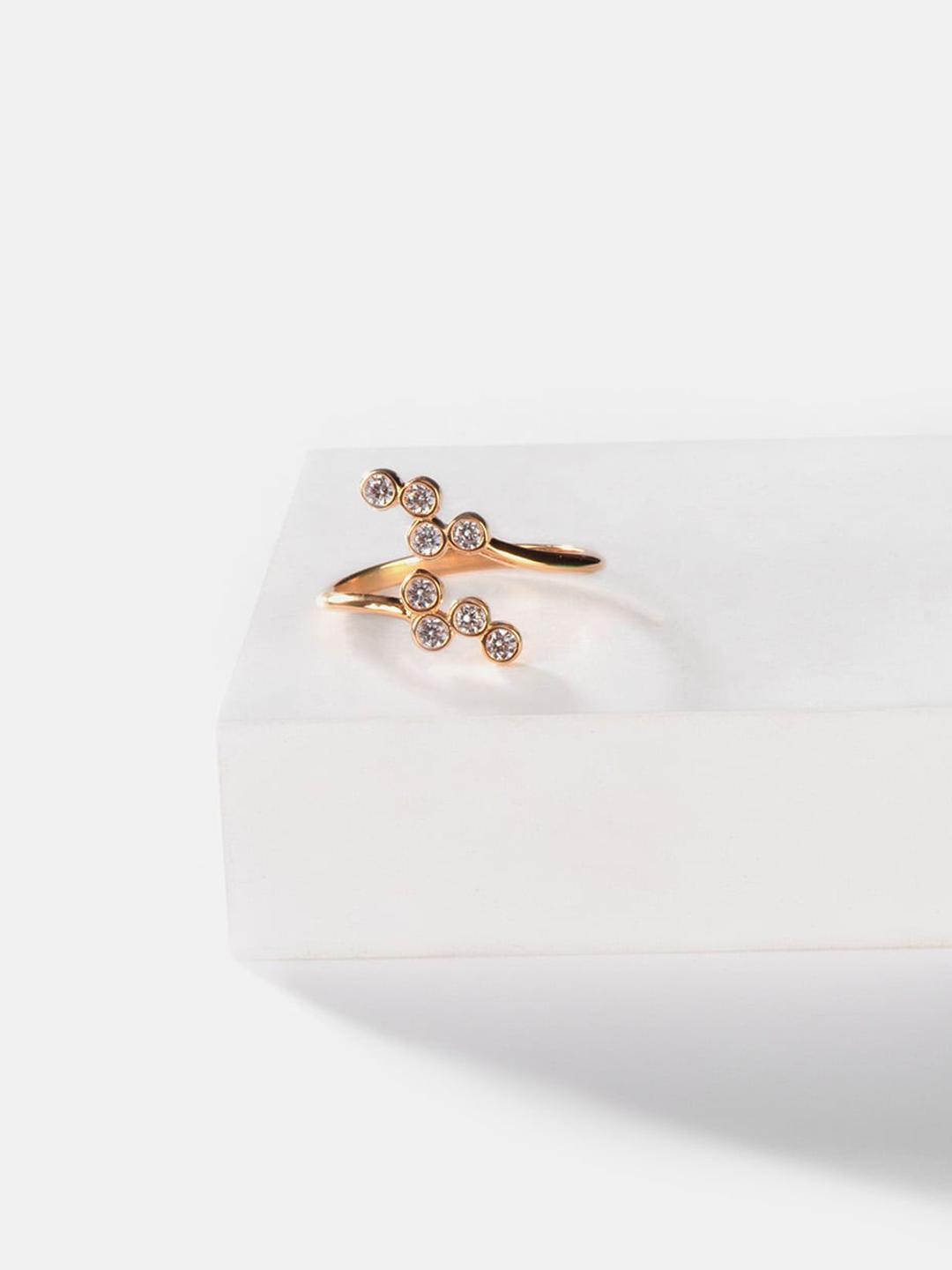 Buy SHAYA 925 Gold Plated White CZ Studded Adjustable Finger Ring - - Accessories for Women