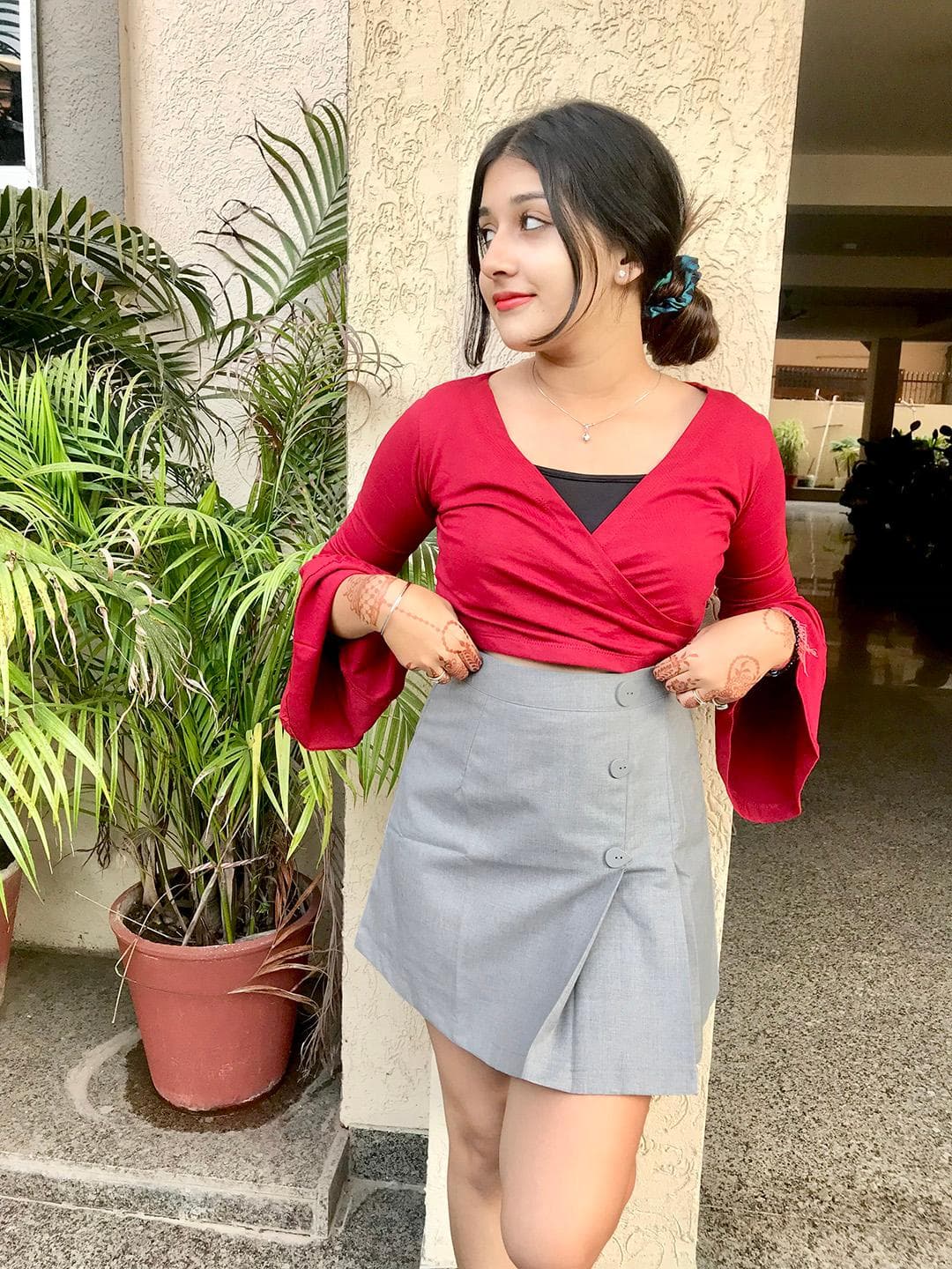 Tokyo Talkies Women Grey Solid Mini Skirt