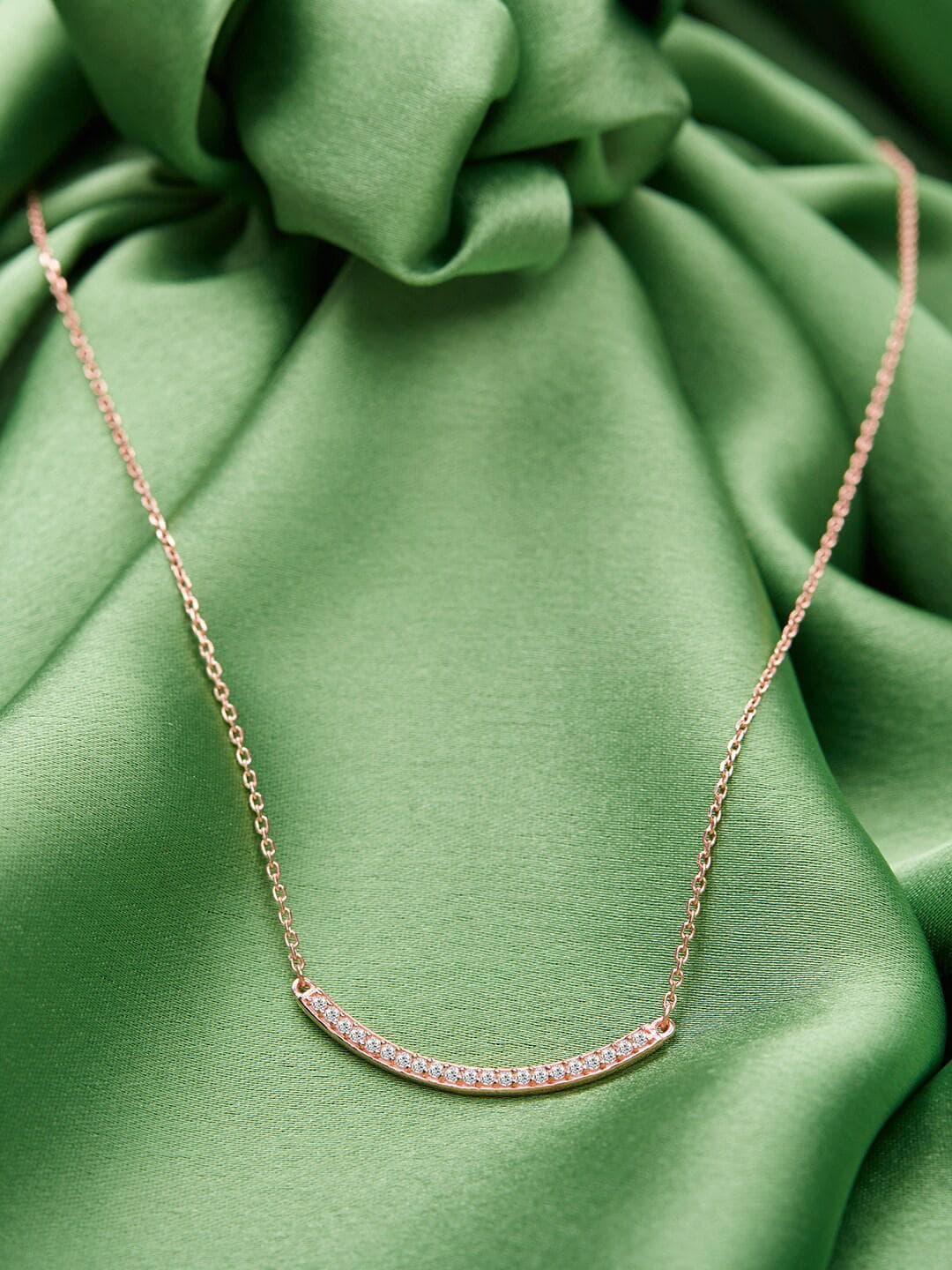 GIVA 925 Sterling Silver Rose Gold Plated Zircon Arc Necklace