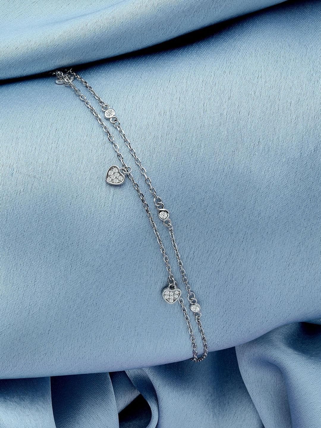 GIVA 925 Silver Zircon Heart Charm Bracelet