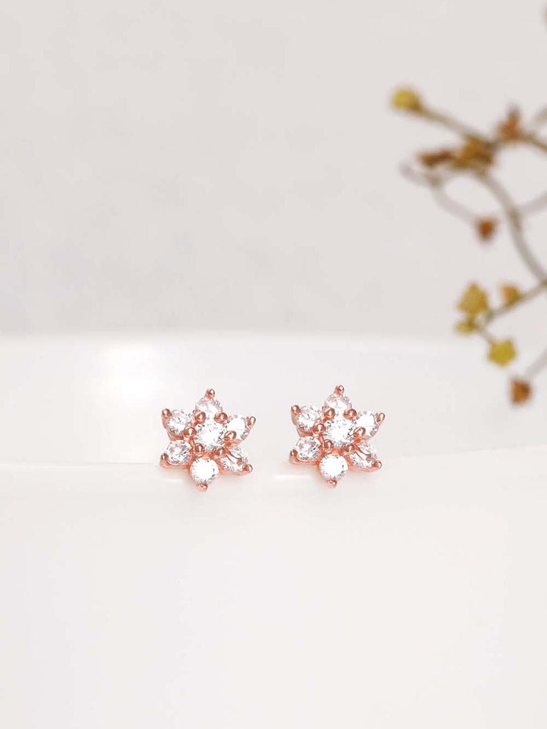 Buy GIVA 925 Sterling Silver Rose Gold Plated Shining Flower Studs - - Accessories for Women