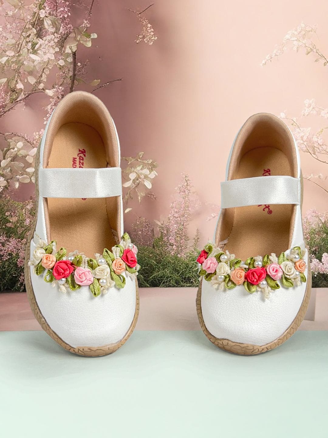 KazarMax Girls White Ballerinas Flats