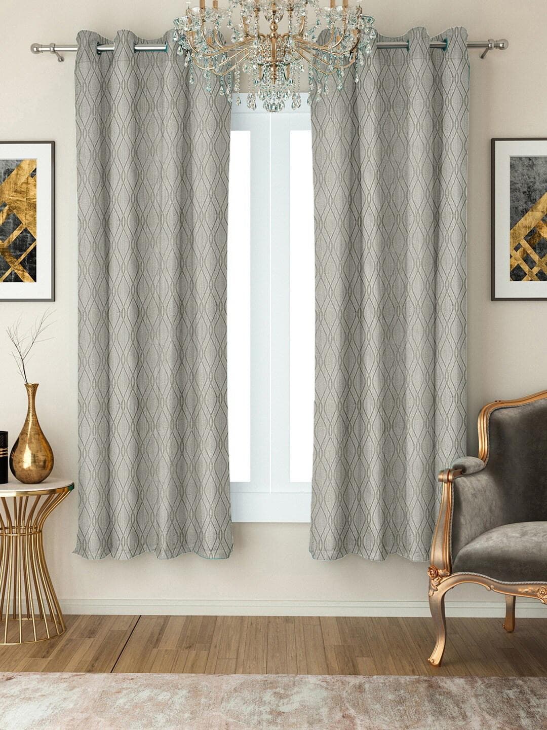 Buy Cortina Set Of 2 Embossed Abstract Printed Window Curtains - - Home for Unisex