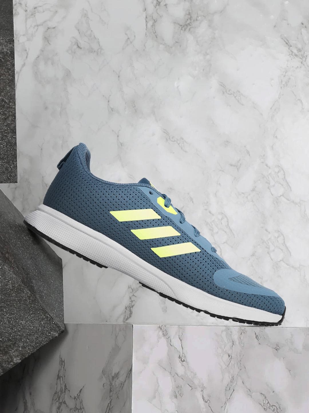 ADIDAS Men Teal Blue & Lime Green Woven Design Jaysaw Reflective Running Shoes