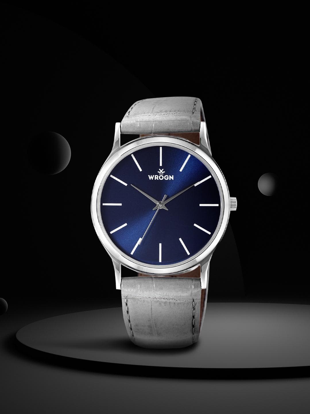 WROGN Men Blue Dial & Grey Croc Textured Leather Trend Savy Analogue Watch WRG00048G