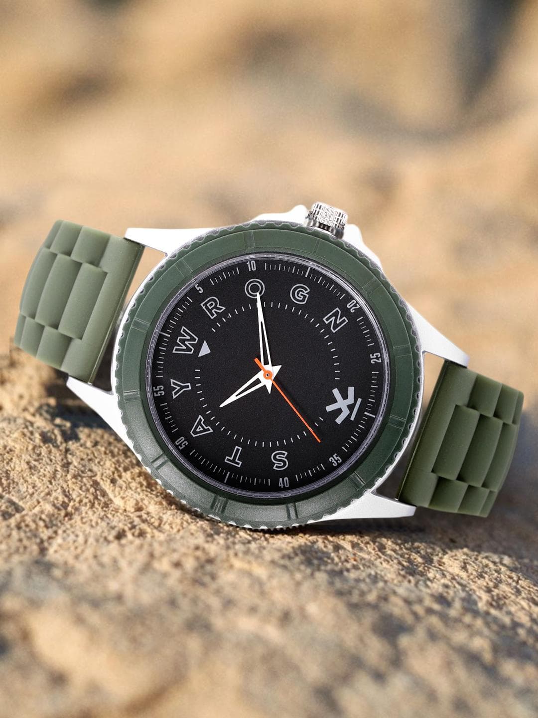 Buy WROGN Men Black Printed Dial & Green Straps Trend Savy Analogue Watch WRG00047G - - Accessories for Men