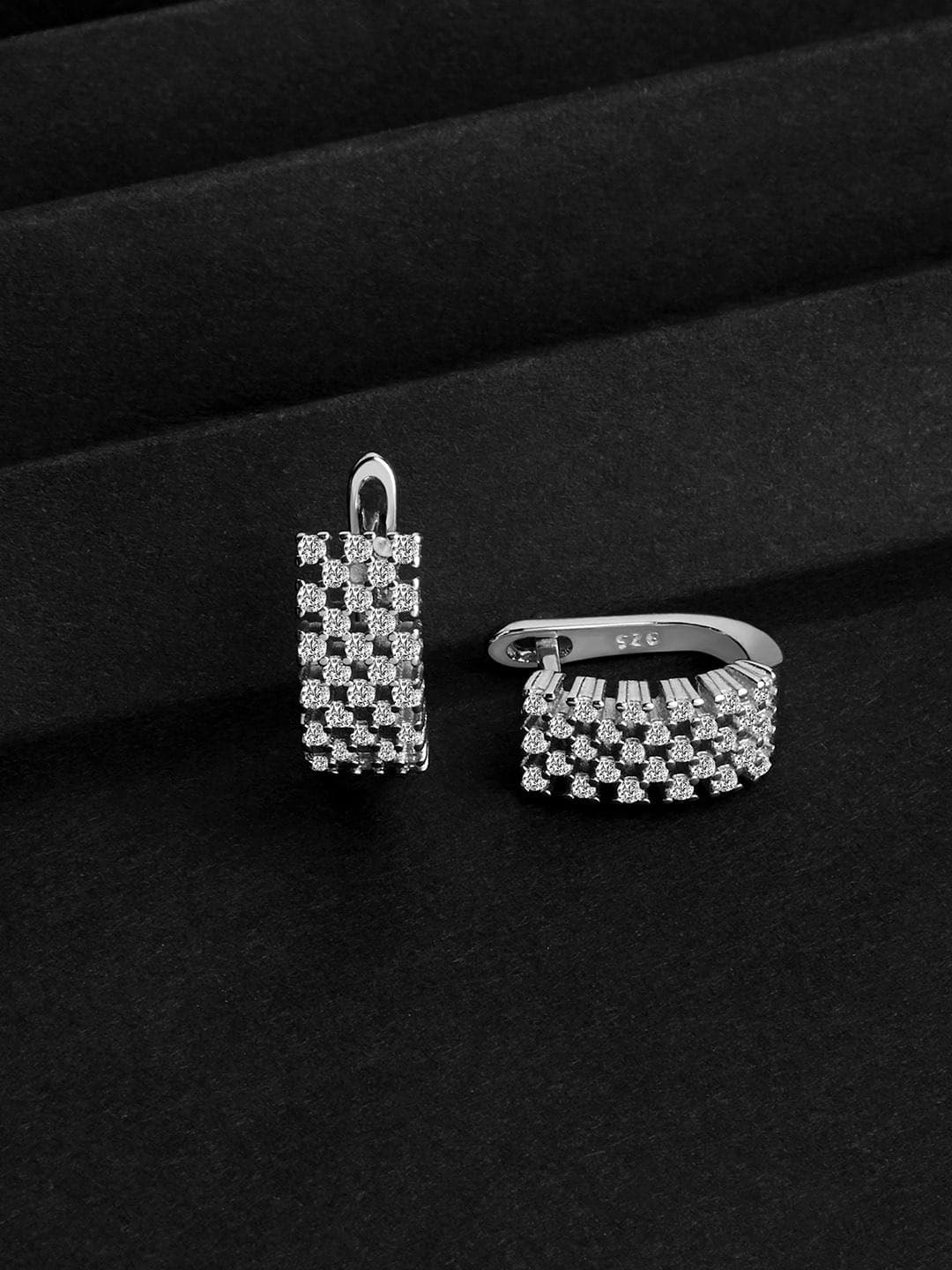 GIVA 925 Sterling Silver Rhodium-Plated & White Small Hoop Earrings