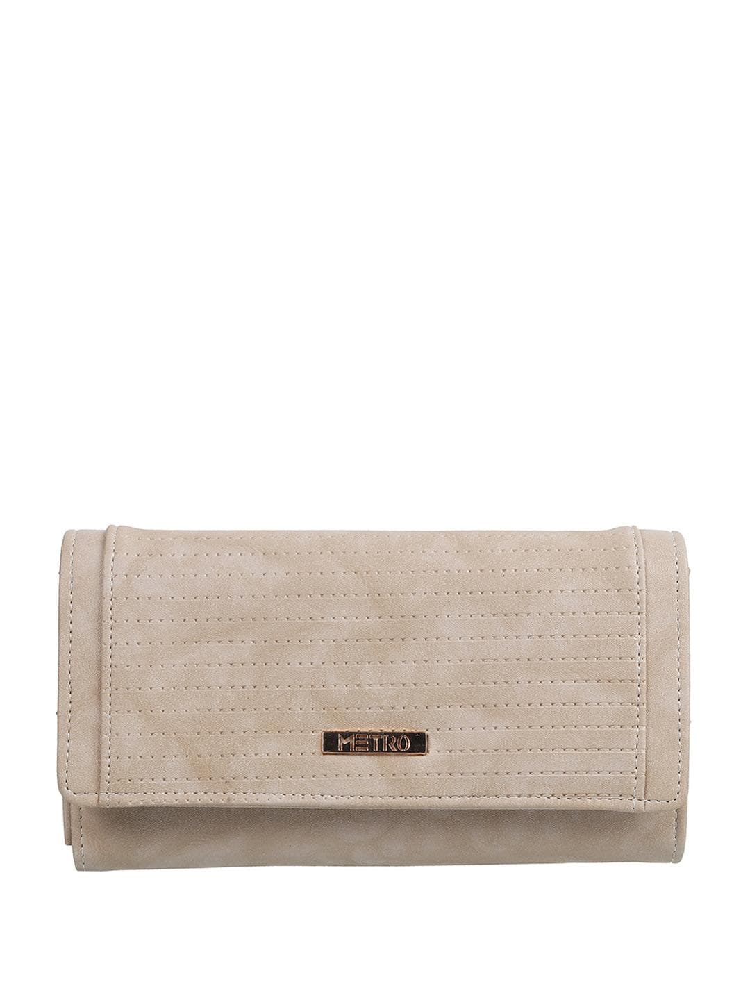 Metro Women Beige-Coloured Purse Clutch