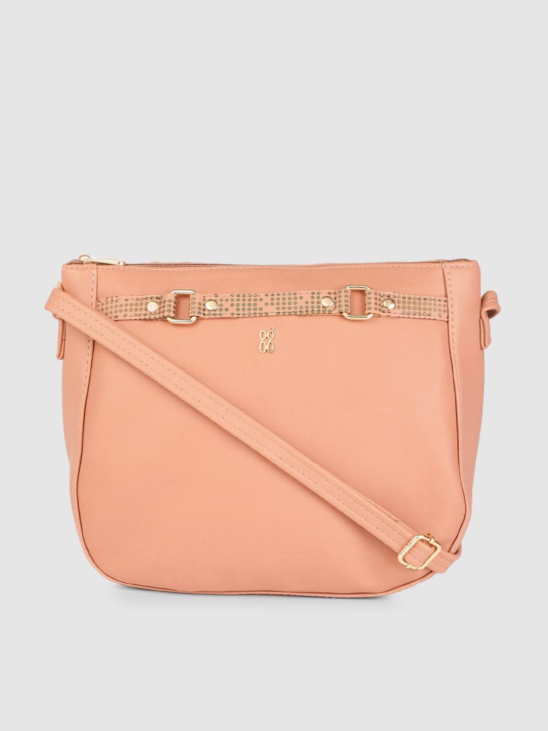 Baggit Pink Solid Regular Structured Shoulder Bag with Applique Detail