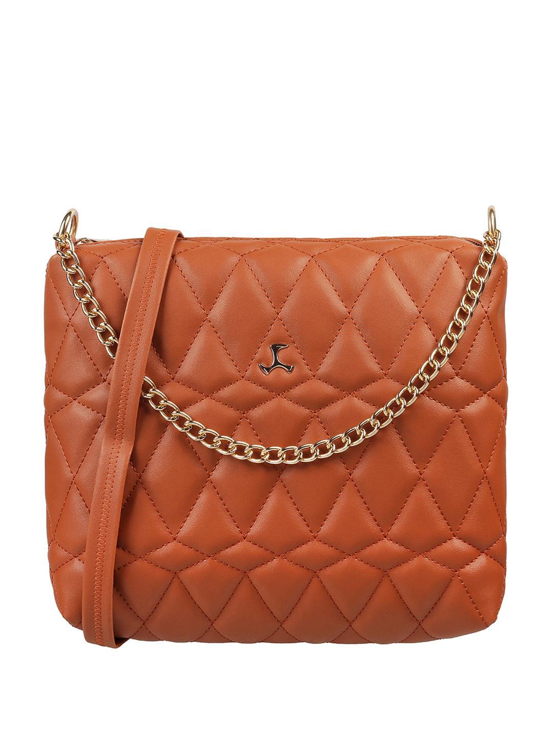 Buy Mochi Tan Textured Structured Sling Bag With Quilted - - Accessories for Women