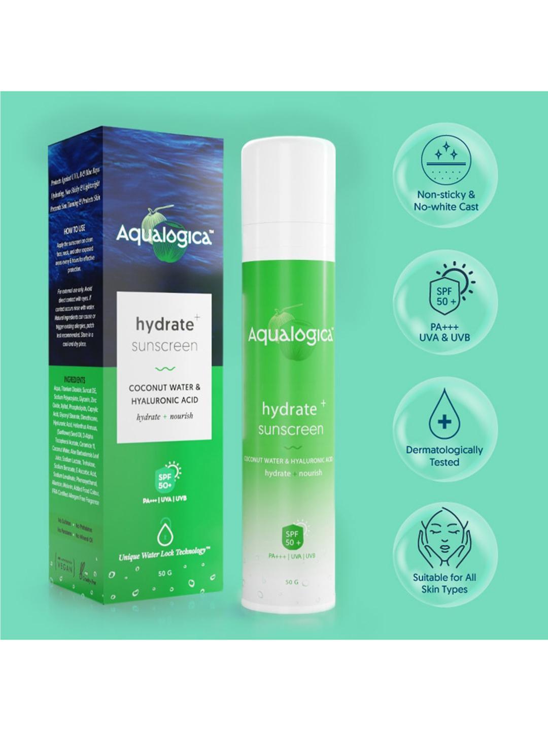 Buy Aqualogica Hydrate+ SPF 50 PA+++ Dewy Sunscreen For UVA/B & Blue Light Protection 50 G - - Personal Care for Unisex