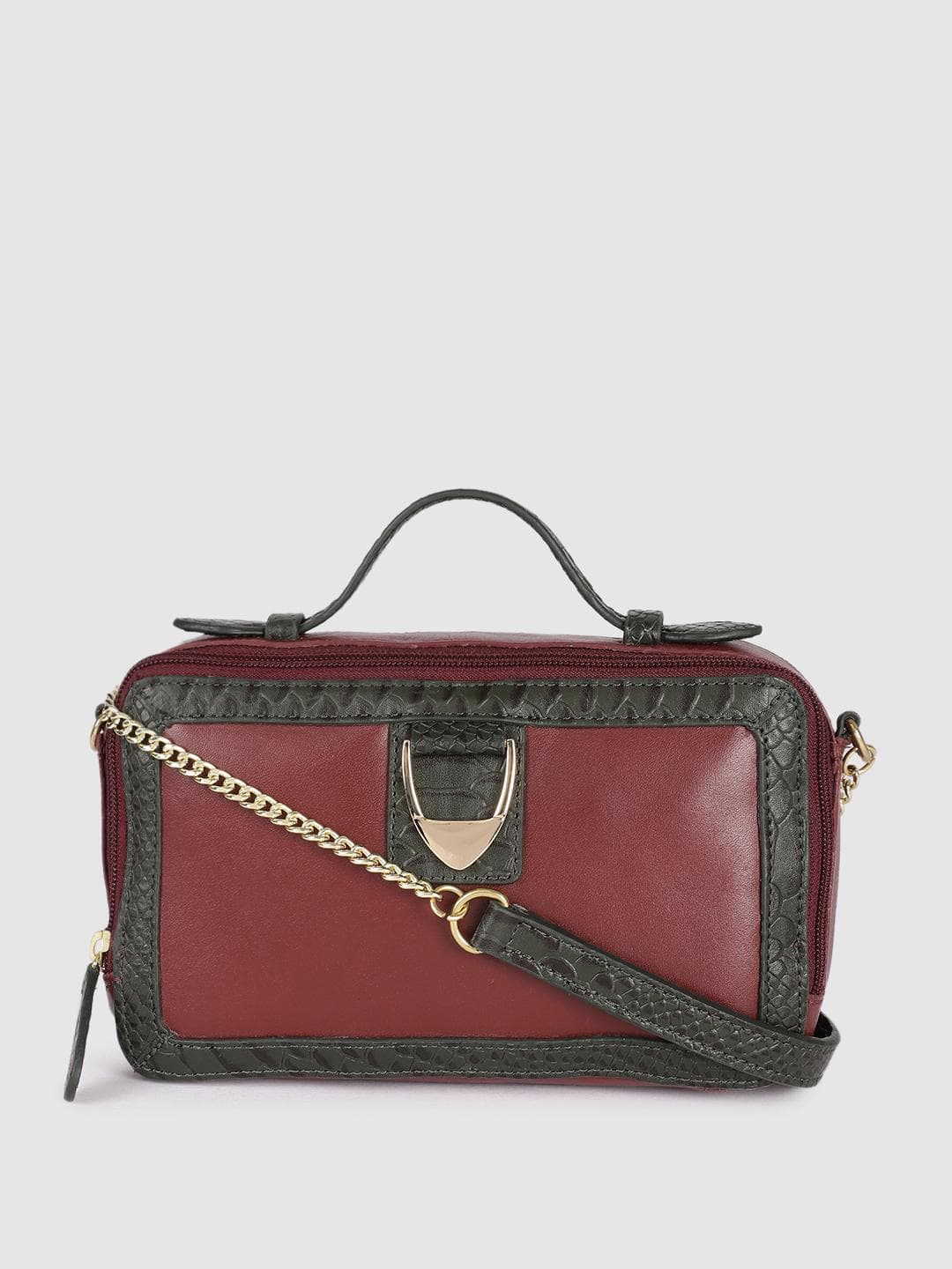 Buy Hidesign Maroon Leather Structured Sling Bag - - Accessories for Women