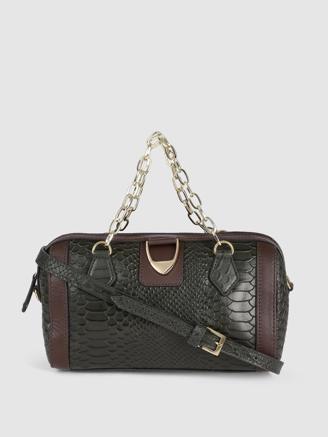 Buy Hidesign Green Textured Leather Structured Handheld Bag - - Accessories for Women