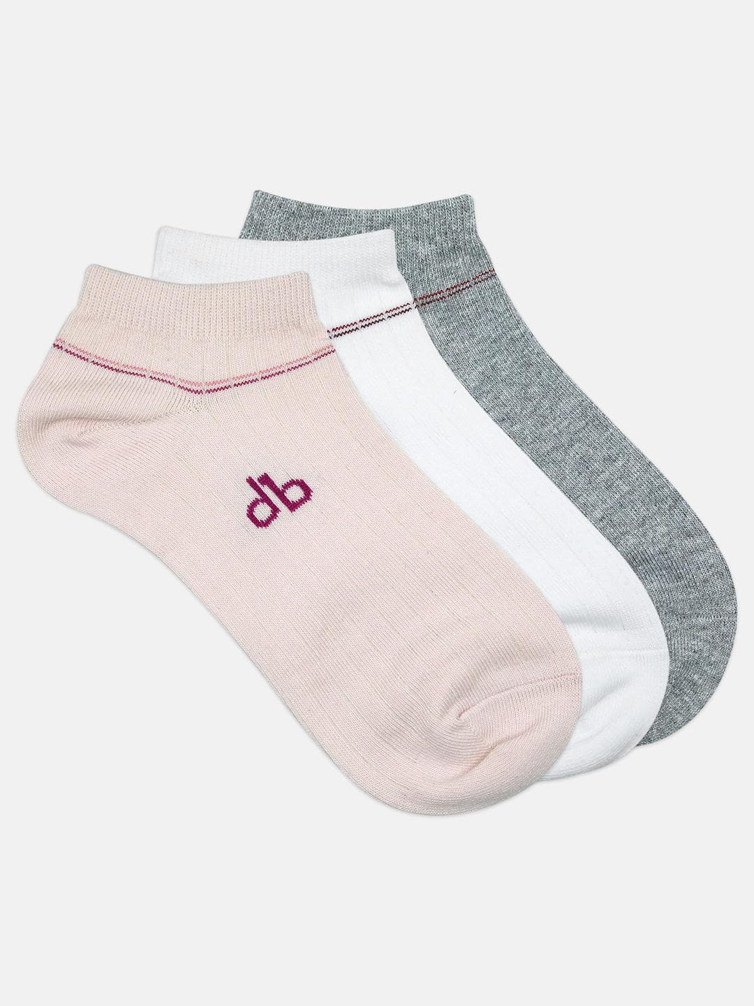 DressBerry Women Set of 3 Assorted Solid Ankle Length Ribbed Socks