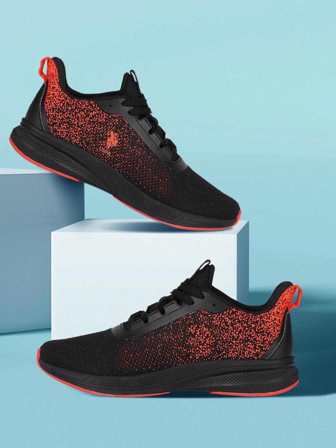 U S Polo Assn Men Black Textile Walking Shoes