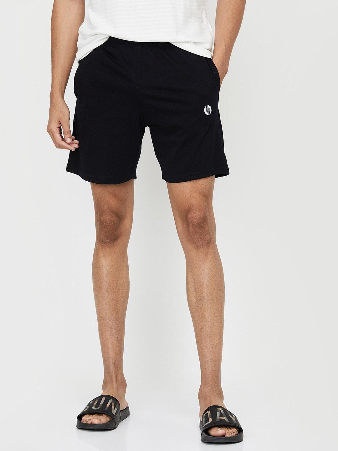 Buy Max Men Navy Blue Solid Cotton Lounge Shorts - - Apparel for Men
