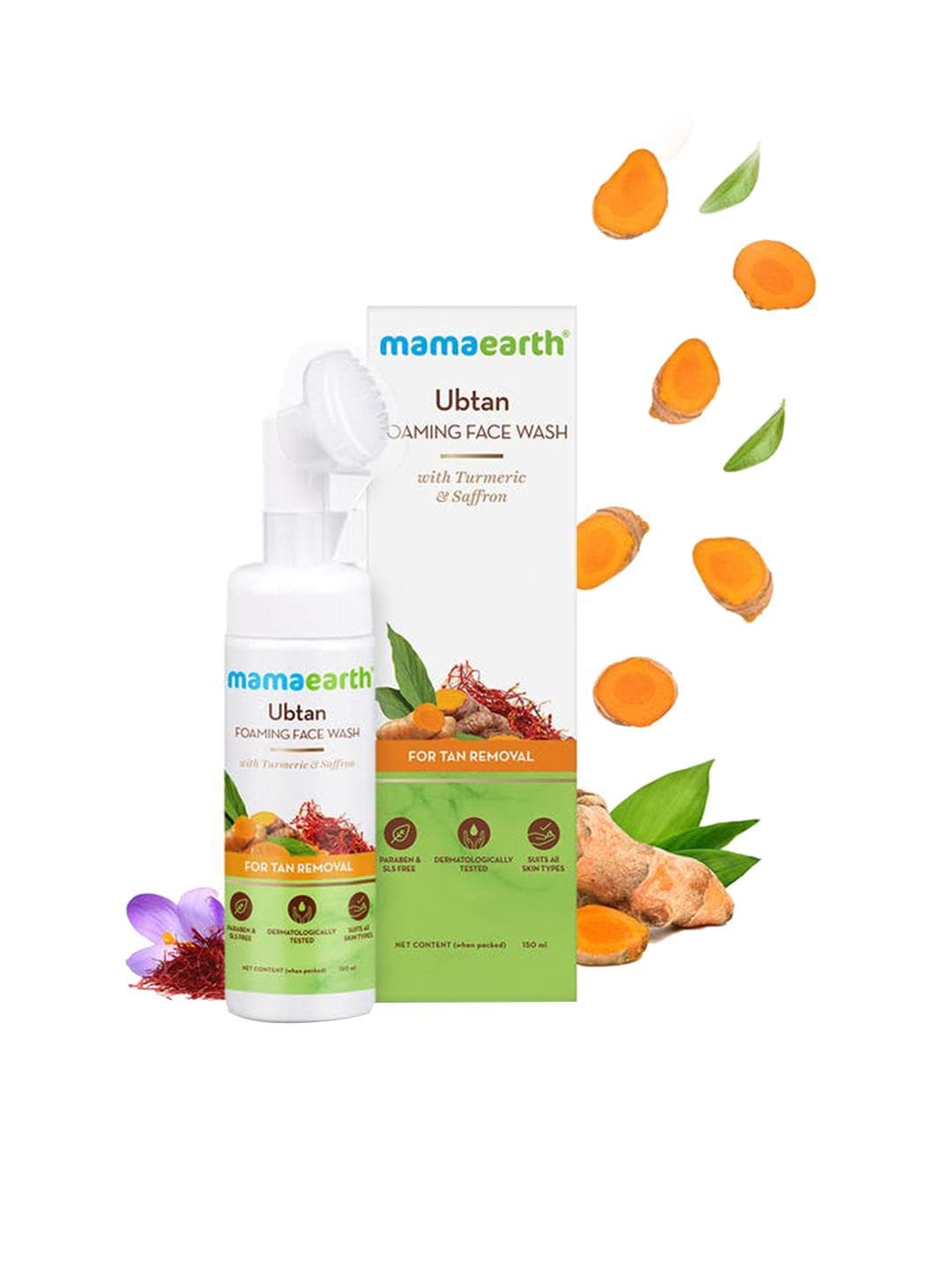 Buy Mamaearth Ubtan Built In Brush Foaming Face Wash With Turmeric & Saffron 150 Ml - - Personal Care for Unisex