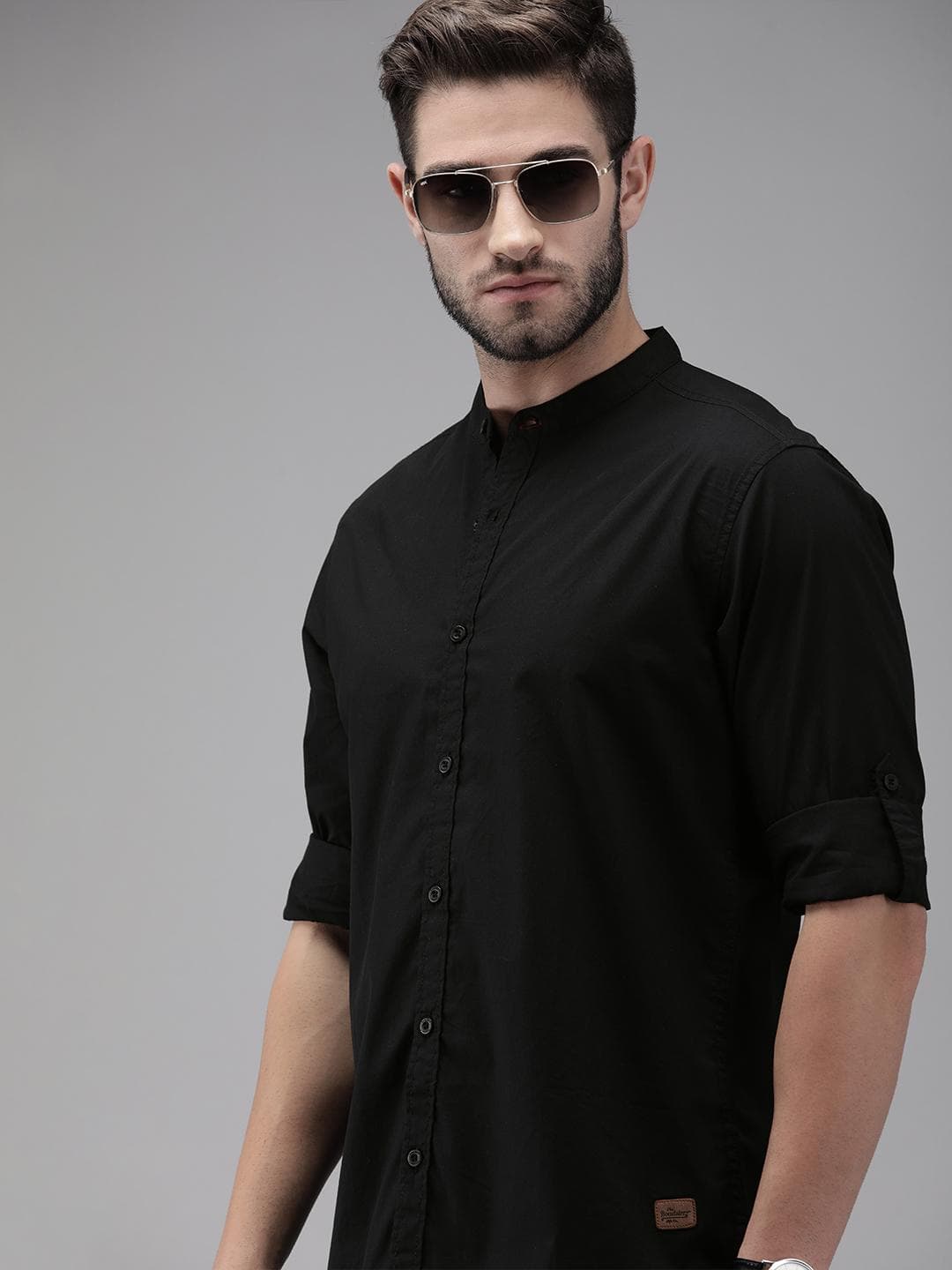 Roadster Men Black Pure Cotton Casual Shirt