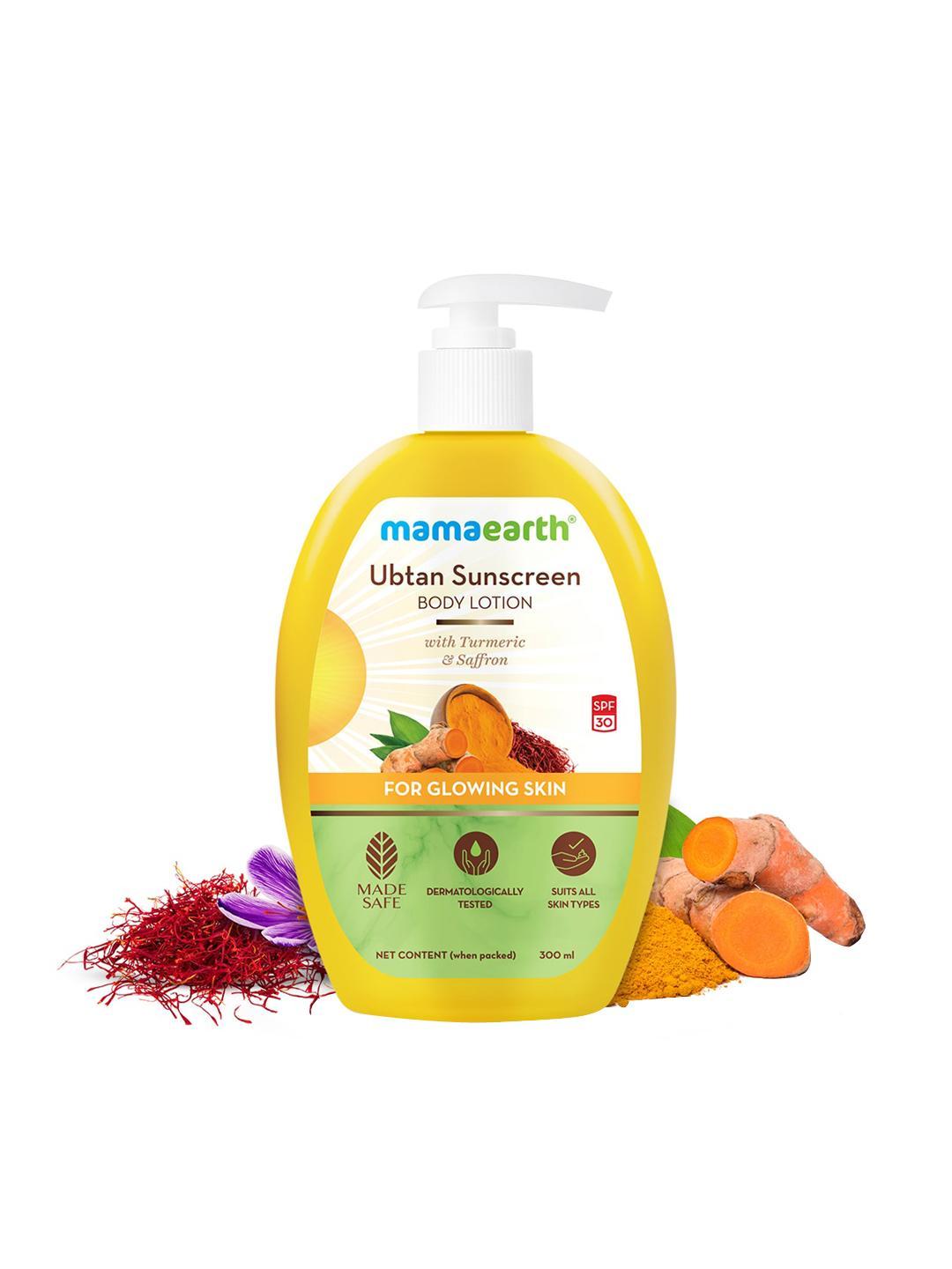 Buy Mamaearth Ubtan Sunscreen SPF 30 Body Lotion With Turmeric & Saffron 300 Ml - - Personal Care for Unisex